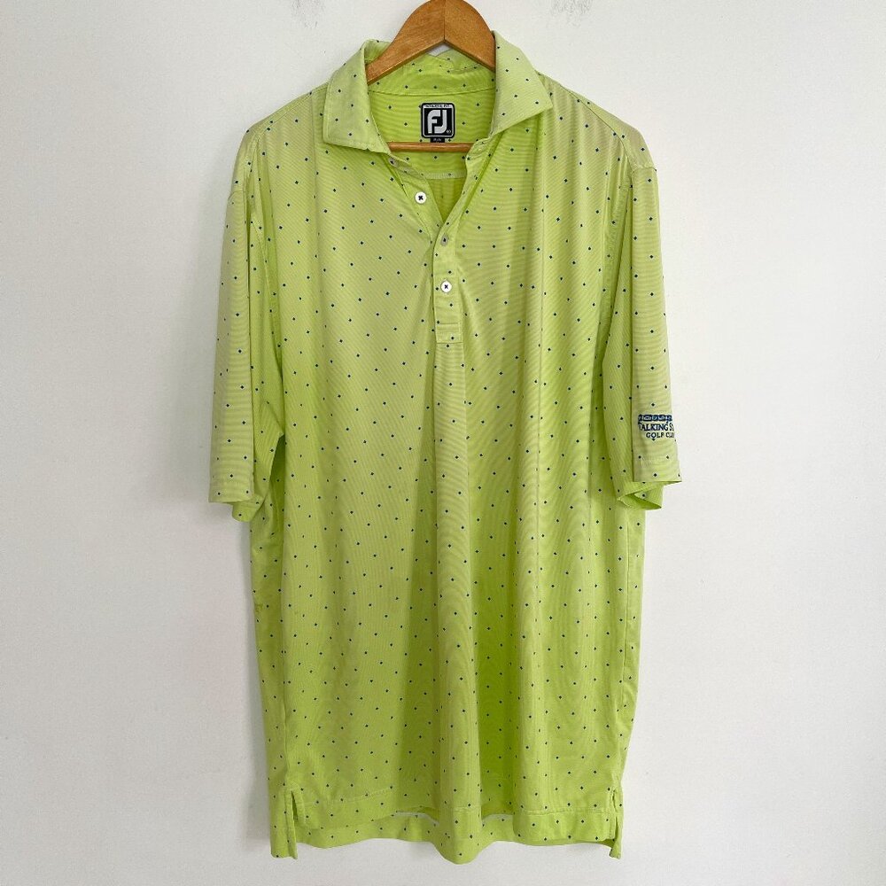 FootJoy Men Shirt FJ Lime Green Golf Polo Short Sleeve Size XL Logo